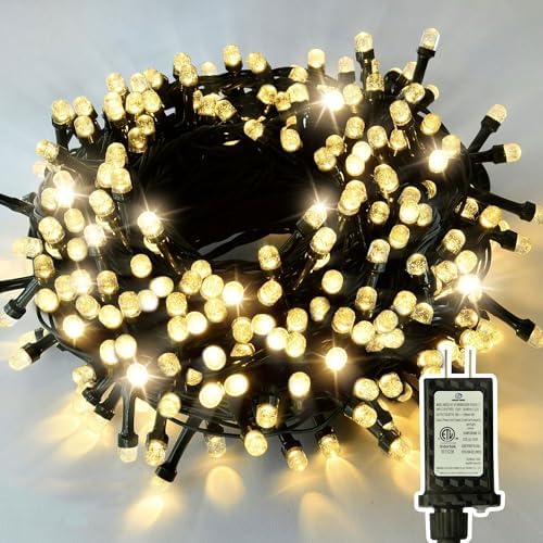 JACKYLED Outdoor String Lights Waterproof, 178FT 500 LED Plug in Christmas Light with 8 Modes, Fairy String Lights for Xmas Tree Halloween Holiday Party Garden Yard House Decoration, Cool White