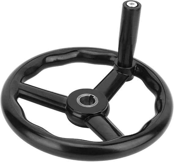 Hand Wheel, 250 25mm 3 Spoked Milling Hand Wheel Bakelite Plastic Insulation Lathe Handwheel Anti-Slip with Handle for Machine Tool