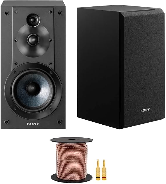 Sony SSCS5 3-Way 3-Driver Bookshelf Speaker System Bundle (Black)