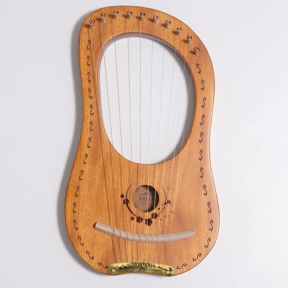 Lyre Harp, 10 Metal Strings, Mahogany Lye Harp with bag Tuning Wrench (Wood Color)