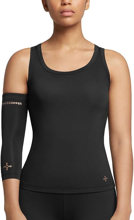 Tommie Copper Elbow Compression Sleeve For Tennis, Golfer's Elbow, Adjustable, Breathable Copper Elbow Brace, Black, Large