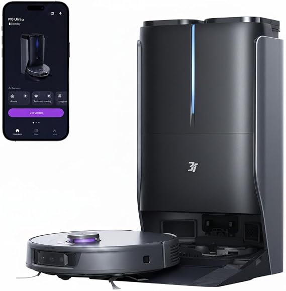 3i P10 Ultra Robot Vacuum and Mop Combo, 18000Pa Suction, 140F Hot Water Self-Cleaning, Auto-Extending Edge Mopping, Self-Emptying, Auto-Extending Edge Mopping, TangleCut for Pet Hair,LiDAR Navigation