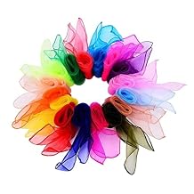16 Color Dance Scarves (24'' by 24''), Square Juggling Sensory Scarves, Movement Rhythm Band Music Silk-Like Scarf, Performance Props Accessories (Solid Color)