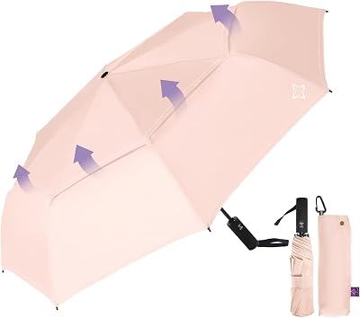 Compact Travel Windproof Umbrella, Vented 43 Auto openclose Folding Quick Dry Umbrellas for Rain, Portable Small for Backpack Car, Thoughtful Gift for Women Men Kids, TSA Approved