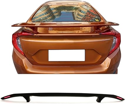 Trunk Spoiler Universal Fitment, ABS Black Trunk Spoiler Deck Wing with 2 Posts & Turn Signal Light By IKON MOTORSPORTS