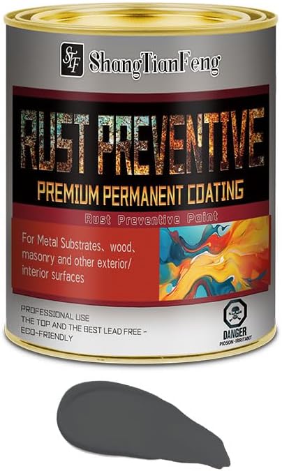 Grey Rust Preventive Paint, Corrosion Permanently, UV Resistance, It is suitable for rust and corrosion prevention on multiple surfaces such as Marine vessels, metals, 32 Fl Oz