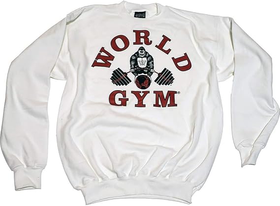 World Gym W801 Sweatshirt - Classic Logo (Large, White)