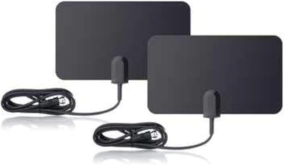 Flat HD Digital Indoor TV Antenna 2 Pack Bundle - 25 Miles Range