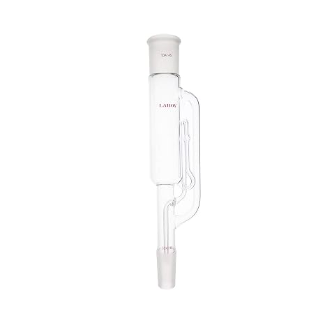 Laboy Soxhlet Extraction Tube with Siphon 34/45 Upper Joint, 24/40 Lower Joint, Heavy-Wall Borosilicate 3.3 for Solvent Reflux, Natural Product/Essential Oil/Lipid Extraction