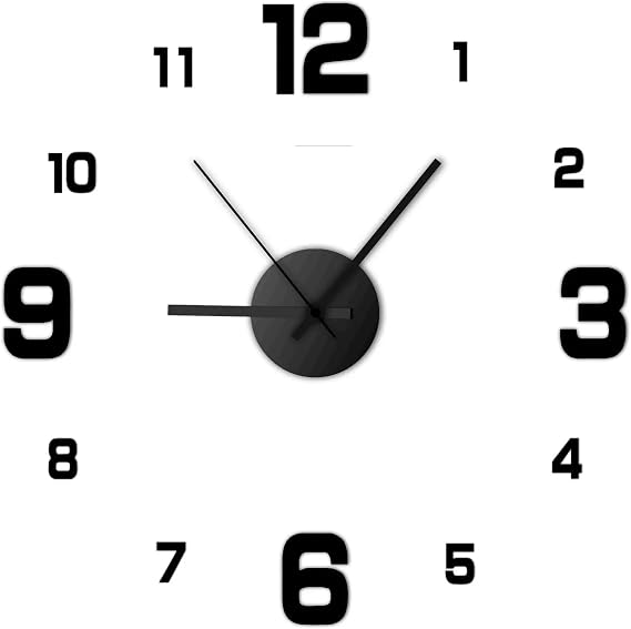 Creativity Clock Wall Decoration DIY Frameless For Bedroom Decorations Home Room Elegant Ornaments Decor For Living Room Bedroom(Black)