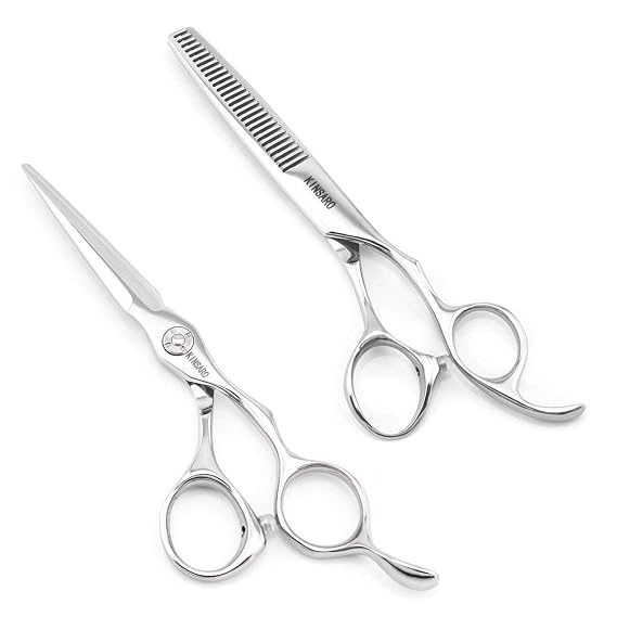 5.5 INCH Hair Scissors Hair Cutting Shears Barber Scissors and 5.5 INCH Hair Thinning Shears Barber Scissors Set 440C Kinsaro