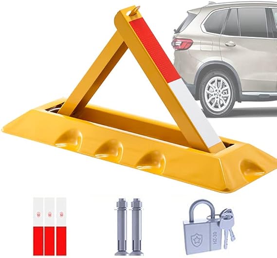 Lockable Folding Security Bollard Folding Parking Lock for Car Park Protection.Lockable Parking Barrier, Heavy Duty Security Bollard, Folding Car Park Lock for Vehicle Protection,(60CM)