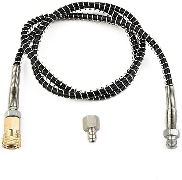 Paint Ball Microporous Hose, 4500Psi 36 Inch PCP DN2 Microbore Hose For Air Filling Station Charging Adapter, Fast Filling, Stainless Steel Connector