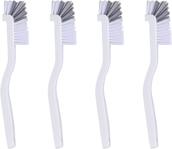 4-Pack Heavy Duty Dishwashing Brushes Set with Long Handles - Multi-Surface Scrubber for Kitchen Sink, Bottles, Pots & Bathroom Grout Cleaning - Angle Brush, Bottle Brush, Sponge Scrubber Included"