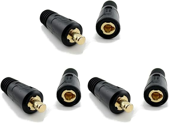 WeldingCity 3-pk Dinse-Type Twist-Lock Insulated Connector Pair (Male/Female) for Welding Cable AWG #2-1/0 (35-50mm) | Pack of 3 Pairs