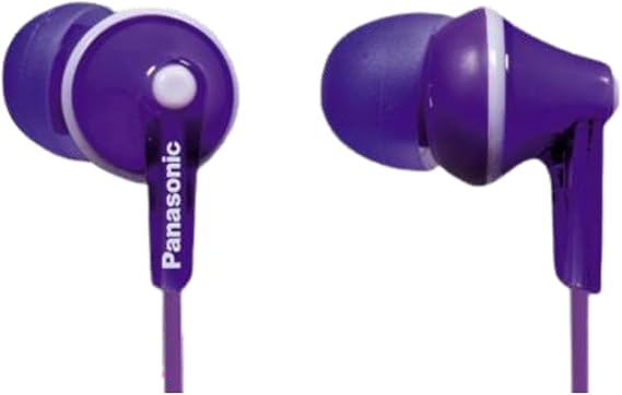 Panasonic RP-HJE125E-V Ergofit In Ear Wired Earphones with Powerful Sound, Comfortable Non-Slip fit, Includes 3 Sized Ear Buds - Violet
