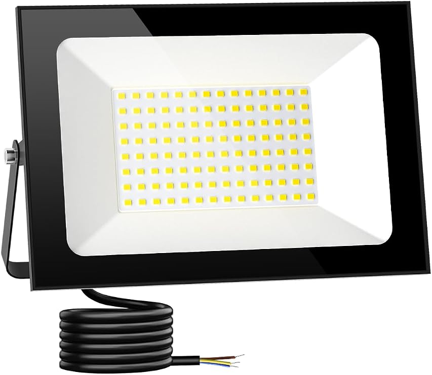 LED Floodlight Outdoor,100W 10000LM LED Flood Lights Outdoor,6500K Cold White Outside Light,IP66 Waterproof LED Security Light,LED Wall Light for Yard Garden Garage Patio Warehouse [Energy Class F]