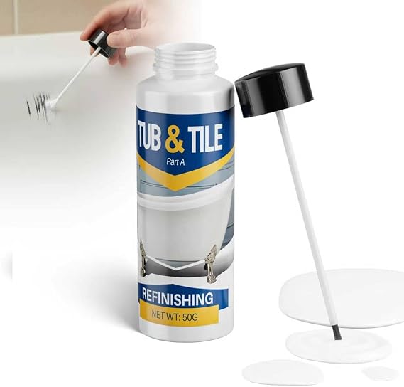 Tub and Tile Paint, 1.9oz High-Gloss White Touch Up Paint for Bathtub, 1-Part Bathtub Paint for Bathroom,Tiles, Sinks and Toilets (No Need Part B)