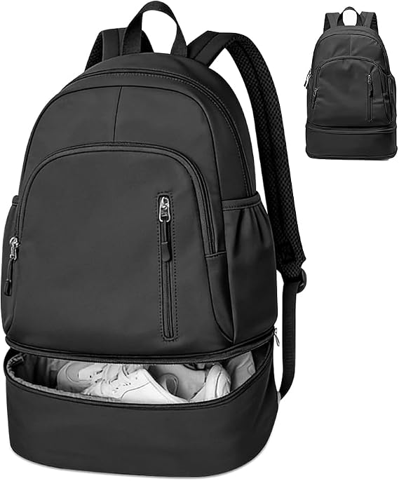 FARYODI Sports Backpack with Shoe Compartment and Wet Pocket, Unisex, Waterproof Leisure Backpack, Sports Backpack, Portable Travel Backpack, Foldable Hand Luggage Backpack, for Swimming, Yoga, Gym