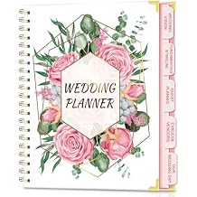 Wedding Planner For Bride-Bridal Wedding Planning binder With 5 Tabbed Sections+Wedding Countdown Calendar,Unique Engagement Gifts For Couples,White Rose