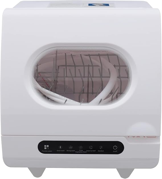 1200W Compact Dish Washing Machine Mini Portable Countertop Dishwasher with 5 Washing Programs, One-Button Start Intelligence Dishwashers for Apartments, Dorms, RVs, 40x40x45cm