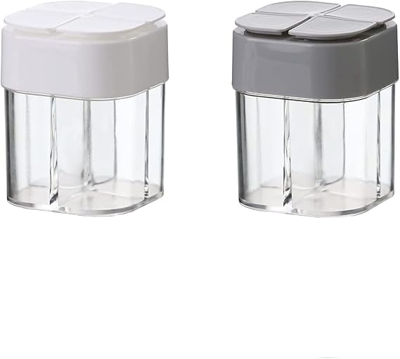 2PCS 4 in 1 plastic salt pepper shaker empty spice dispenser Multifunctional Seasoning Shaker Container for storage grill spice jar