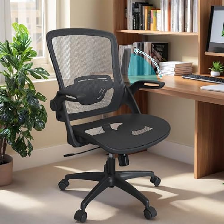 Full Mesh Ergonomic Home Office Computer Desk Chair with Flip Up Arms Height Adjustable Swivel Wheels for Adult