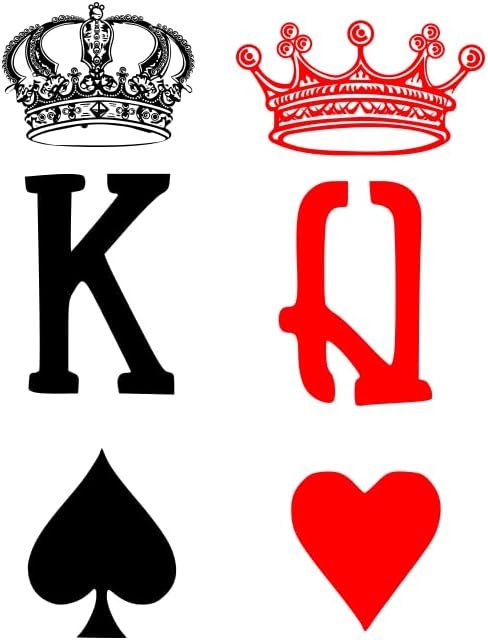 King Queen Temporary Tattoo neck face hand body art mini finger tats of hearts spades