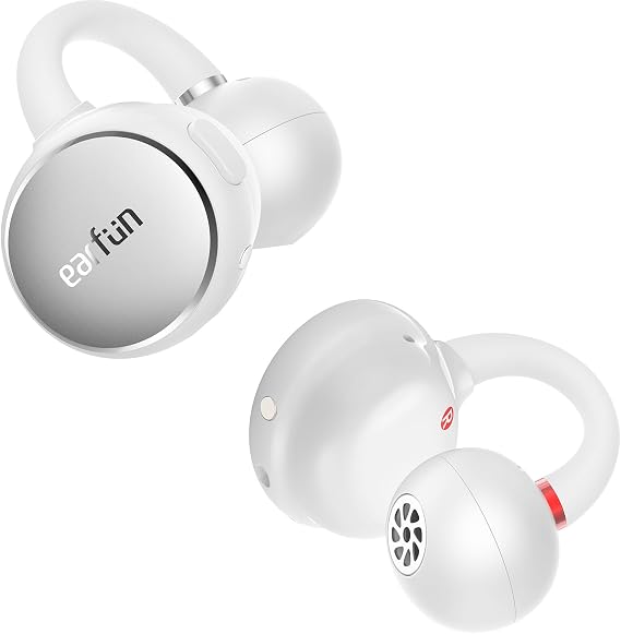 EarFun Clip Open Ear Earbuds, Wireless Clip On Headphones for Sports, White
