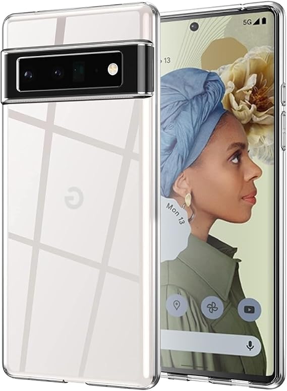 Posdou Case for Google Pixel 6 Pro Mobile Phone Case Silicone Soft TPU Protective Case with Camera Protection for Google 6 Pro Shockproof Anti-Scratch Transparent Case Cover Pixel 6 Pro Never Yellowing