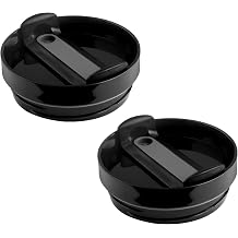 2PCS BPA-Free Polystyrene Tumbler Lids, 40oz Splash Resistant & Leak-Proof Glass Bottle Replacement Covers with Straw Hole, Ideal for Office, Home, and School Use(Black)