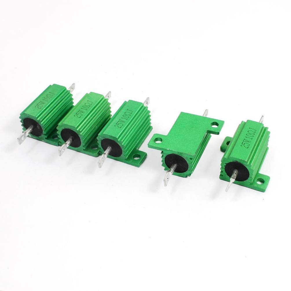Aluminum Housed Resistor, 25W 10 Ohm 5% Wirewound Transducer Power Resistors Aluminum Heatsink Resistors Chassis Screw Tap Mounted 5 Pack