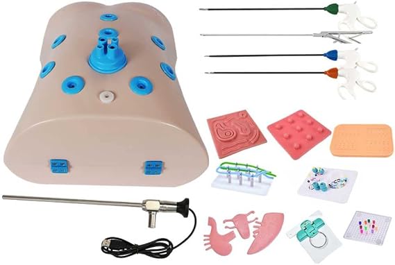 Teaching Model,Laparoscopic Simulator Training Box New Laparoscopy Suture Practice Kit with Light Source Camera + 4 Training Instruments + 10 Training Modules for Computer Phone Ta