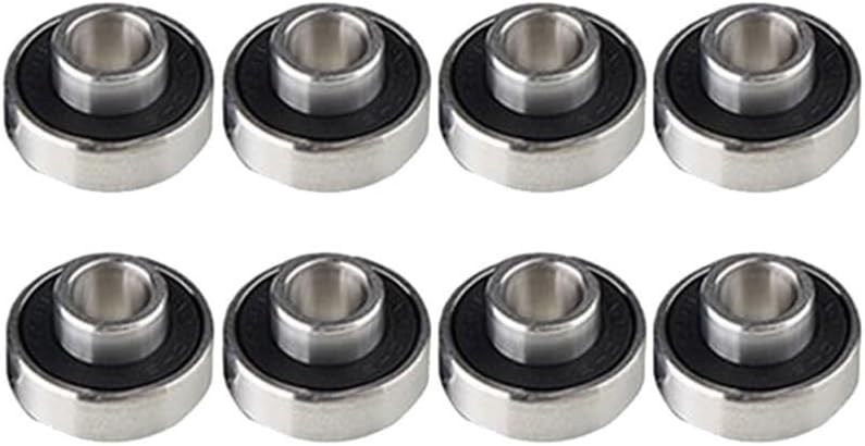 High Speed 608-2RS Long Plate Bearing with ABEC-11 Rating Pre-Lubricated for Smooth and Silent Performance in Skateboards, Scooters, Inline Skates (Black 8pcs)