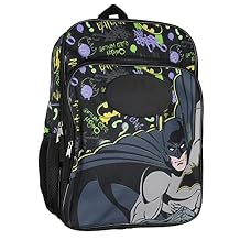 Bioworld DC Comics Batman Backpack Gotham City Superhero Rubber Bat Symbol Kids School Travel Backpack