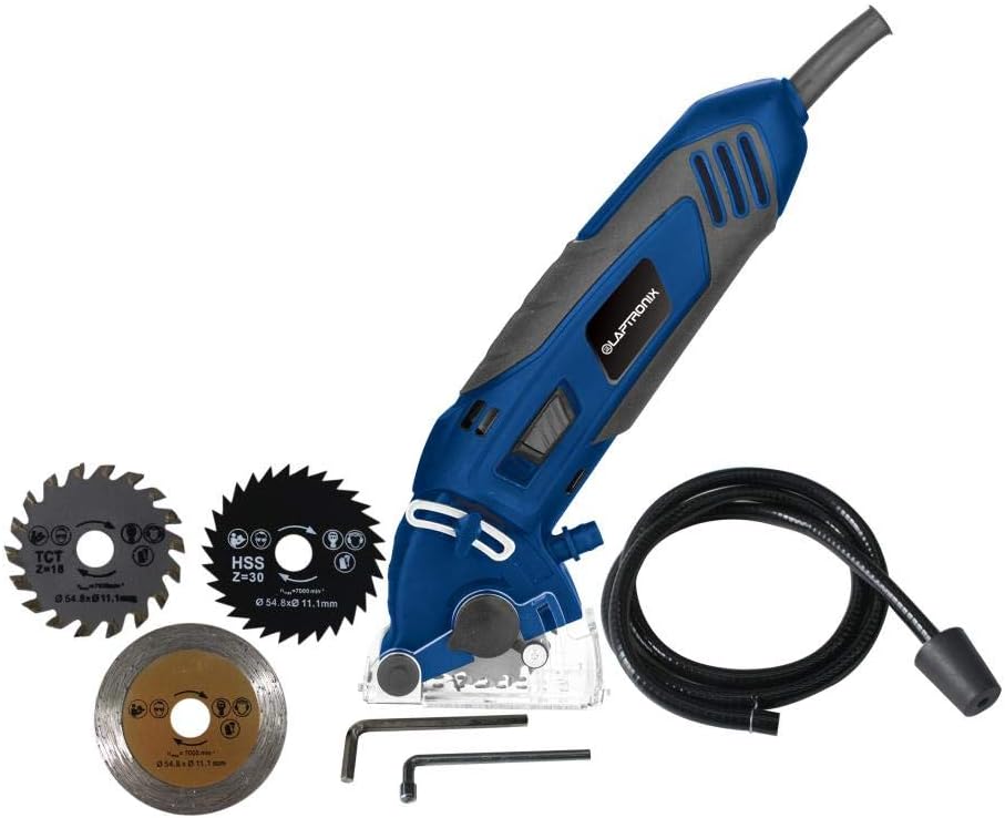 ToolTronix Mini Circular Saw Strong Tool 54.8mm with Wood Tile Metal Blades 400W [Energy Class A+]