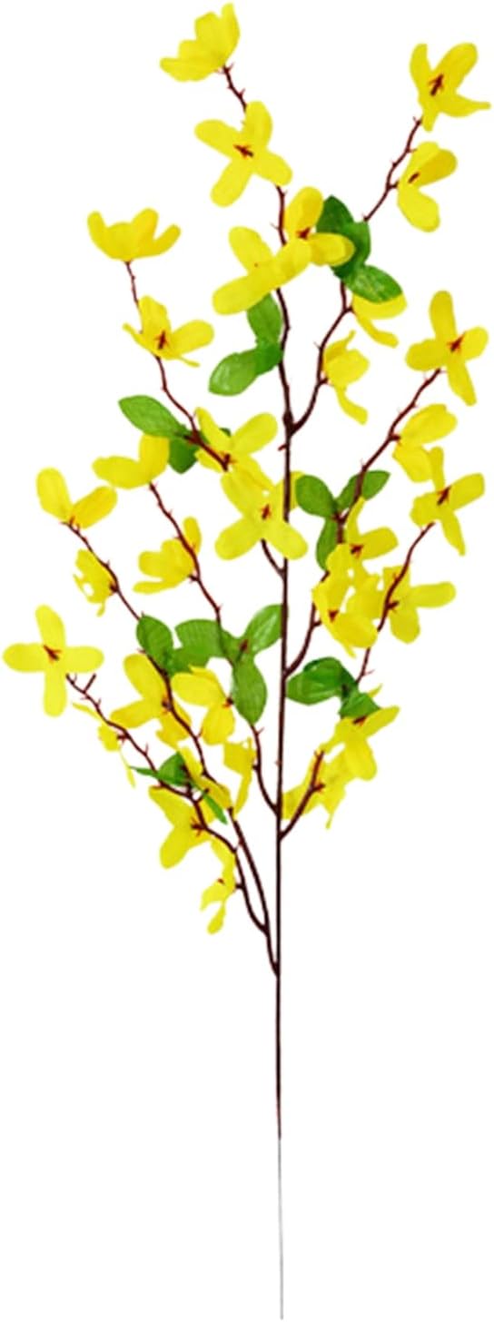 Artificial Flowers,Fake Flowers,Artificial Plants Indoor, Artificial Winter Jasmine with Stem Realistic Fake Silk Yellow Flower Faux Flower Branch Floral Arrangement Decoration Yellow