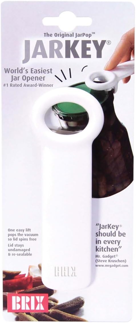 Brix Original Easy Jar Key Opener, Great for Kids and Arthritis and Carpal Tunnel Sufferers, White, 5.62-Inches