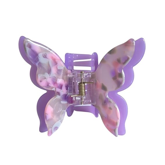 Double Layered Butterfly Hair Clips,Cellulose Acetate Hair Clips,Small Claw Clips for Girl,Hair Accessories,Purple