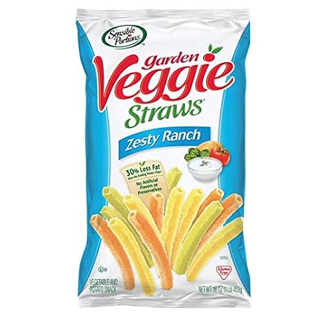 Sensible Portions Garden Veggie Straws, Zesty Ranch, 16 Ounce