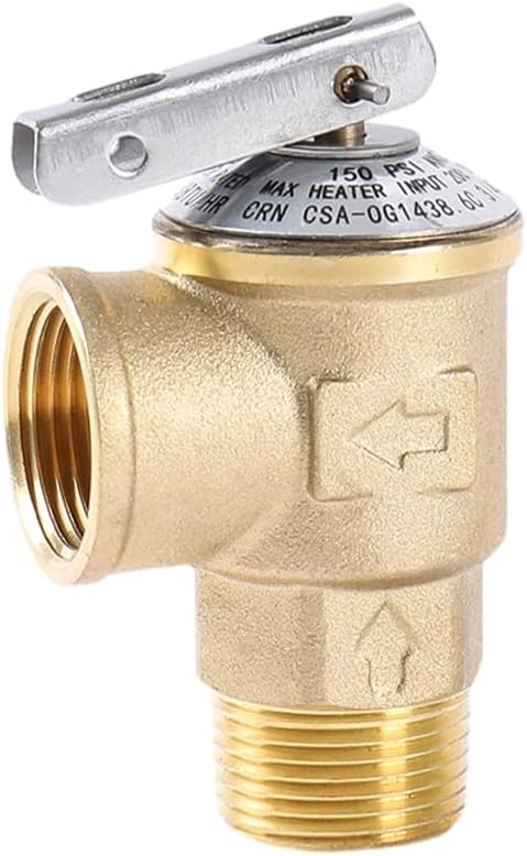 150PSI Temperature and Pressure Relief Valve 3/4" NPT Threaded, Push to Connect Brass Plumbing Fittings, Copper