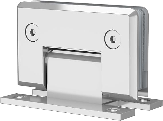 Brass 90 Degree Glass Shower Door Hinges, Heavy Duty Polished Chrome Glass Door Hinge for Bathroom, 1 PCS Round Brass Shower Door Hinges for 5/16" to 1/2" Frameless Shower Door, H Type