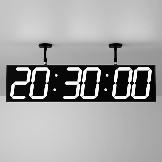CHKOSDA 28.4 Digital Clock with Large Display,Hanging Clock with Clearly Visible Large Digital Double-Sided Display,Multi-Function Led Clock with Temperature and Calendar Display (White)