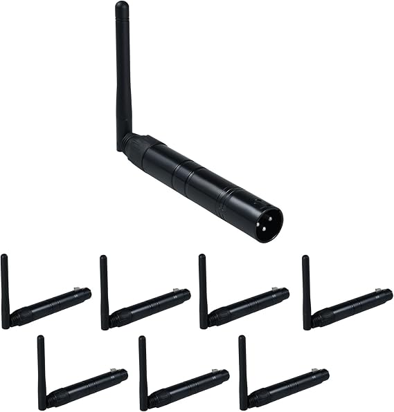 8PCS DMX512 Transmitter Receiver 2.4G 7 Receivers & 1 Transmitter Lighting Control Black Metal DMX512 Wireless Dfi DJ for Party DJ Show Club Disco KTV Stage Lighting Fixture Control