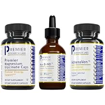 Premier Research Labs Magnesium Glycinate, Max BN-D, AdrenaVen Supplement Bundle - Pure Magnesium, Liquid Vitamin B Complex for Liver & Brain Health, Adrenal Support for Women & Men - Pack of 3