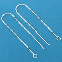 2 St Silver Ear Threads Threaders Box Chain w Loop 4 in