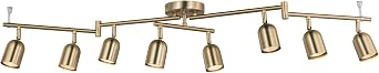 8 Light Modern Track Lighting Fixtures, Matte Brass Center Rotatable Bar Ceiling Spotlight, Foldable Arms Track Lighting Kit for Kitchen,Dining,Living