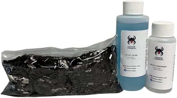 1/4lb - 1/4" Chopped Carbon Resin Kit (Making Forged Composites for Automotive, Marine, Motorcycles, Phone Cases, Knife Handles, Gun Stock, and Art)