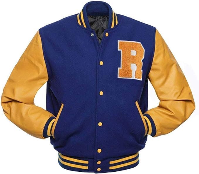 Zulin Mens Blue and Yellow Baseball Varsity K.J APA Letterman Jacket L, Yellow,blue Zn018