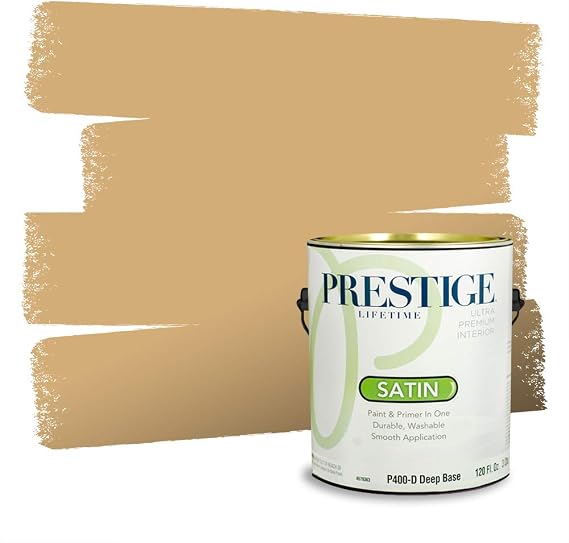 PRESTIGE Paints Interior Paint and Primer In One, 1-Gallon, Satin, Comparable Match of Behr* Glittering Sun*